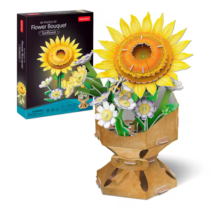 Puzzle 3D DIY Flor Girasol | Ramo de Flores Girasoles | Maquetas para Montar de Flores Artificiales | 102 Piezas | Puzzle 3D Adultos y Niños Sin Tijeras ni Pegamento | Regalos San Valentin Cumpleaños - 1