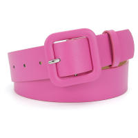 Cinturón de piel intética Y2k con cabeza cuadrada, ancho, color caramelo, combina con Todo, para pantalones, decoración, para Mujeres y niños. - details 0