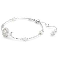 Pulsera de cristal de Plata de Ley 925 con Piedra CZ transparente, pulsera de Perlas Blancas, joyería ajustable - details 3
