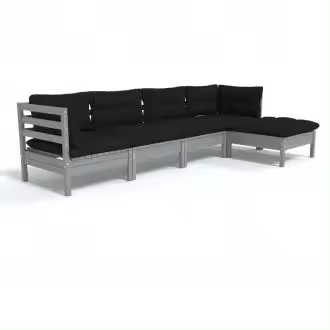 VIDAXL 3096360 juego de muebles para exterior hecho de madera maciza de pino y tela color gris antracita 5 piezas - 1