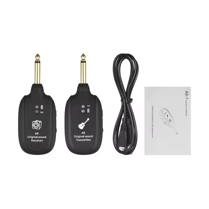 Set De Transmisor Y Receptor Inalámbrico UHF A8 Para Guitarra Eléctrica Bajo Violín 730mhz 50M Rango De Comunicación - 1