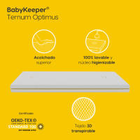 Colchón Cuna Ternum | Colchon Plagiocefalia | Antiasfixia, Calidad y Seguridad | 9,2 cm Grosor, 100% Lavable | Regulación Térmica | Elimina Microorganismos | Fabricado en España - Babykeeper - details 1