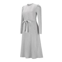 Vestido Casual Diario Para Mujer Con Mangas Burbuja Cintura Alta Ajustada Y Volante Medio Largo De Tejido Knit Moda Avanzada Y Única - details 31