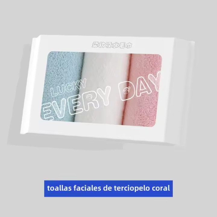 CALIYI 3PCS Toallas De Cara De Veludo Coral 60cmx30cm Absorbentes Y Suaves Para Baño Maquillaje Y Cuidado Facial Herramientas De Toalla - 1