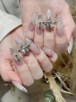 48PCS Encantos De Uñas 3D Joyería De Uñas En Forma De Saturno Pentagram Charms Para Uñas Rhinestones De Estrella Plateada Decoraciones Para Uñas - details 4