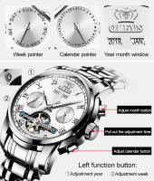 Reloj De Pulsera Automático Para Hombre OLEVS Estilo Business Impermeable Con Correa De Acero Inoxidable Calendario Esqueleto Display Numeral Romano - details 16