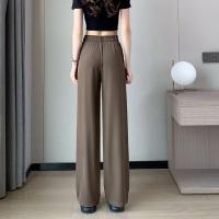 Pantalones De Sastre Para Mujer Cintura Alta Manga Larga Color Sólido Estilo Clásico Para Oficina Pantalones Rectos Y Anchos Basicos - details 11