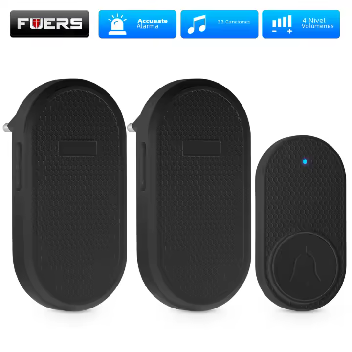 Timbre De Puerta Inalámbrico IP55 Impermeable Con 32 Canciones Diferentes Y Ajuste De Volumen 4 Niveles Batería Incluida Fuers M558 - 1