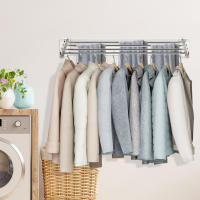 Estante De Secado De Ropa Plegable De Acero Inoxidable Montado En La Pared Ahorrador De Espacio Para Interior Balcón Secar Ropa Toalla - details 1