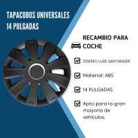 Banner - Tapacubos universales 14 pulgadas diseño Luxe Santander ABS Resistente (4 uds) negro 18980