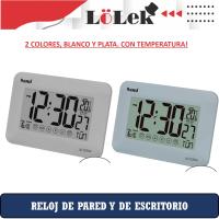 Reloj Digital de Sobremesa y Pared LoLek | Dígitos XL | Termómetro | Doble Alarma | Formato 12/24h | Panel Táctil | Funciona con 2 Pilas AAA | Idioma Español | Color Blanco o Plata | Ideal para Hogar y Oficina - details 1