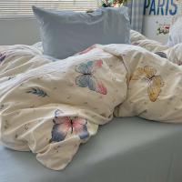 Bed Linen Butterflies 135 x 200 cm 2-Piece Girls Colourful Butterfly Flowers Bedding Sets Soft Washed Microfibre Duvet Cover with Pillowcase 80 x 80 cm Zip - details 1