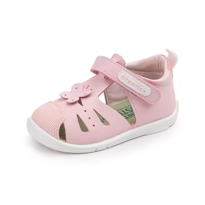 Sandalias respetuosas de piel lavables Titanitos para niña mod. B500 Deka en color rosa - 1