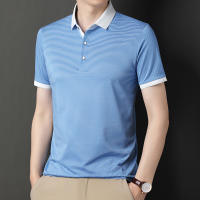 Camisa Polo De Punto Para Hombre 2024 Con Estampado De Rayas Algodón Transpirable Y Cómoda Para Negocios Casual Estilo Moderno - details 19