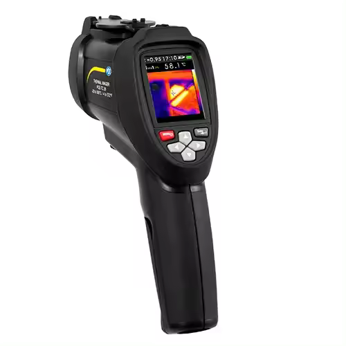 PCE Instruments Cámara termográfica para la medición de temperatura sin contacto / Ajuste del grado de emisividad / Incluye cámara a color / Desconexión automática / Ajustes de valores límite / Posibilidad de registro de imágenes en tarjeta SD PCE-TC 28 - 1