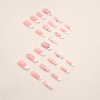24 PCS Uñas Postizas De Ballet Francesa Largas Con Diamantes +1 Pegamento +1 Linterna De Uñas Resina Material Originales De China - details 3