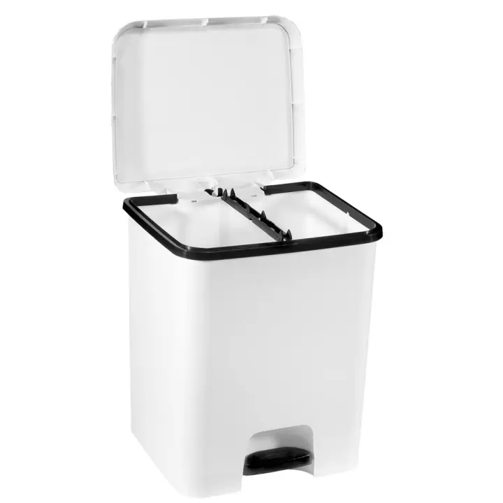 COM-FORT HOUSE  Cubo de Basura Pedal  Capacidad de 52 litros  Cubo Reciclaje con Separación  Color Blanco Cubo DUO - 1