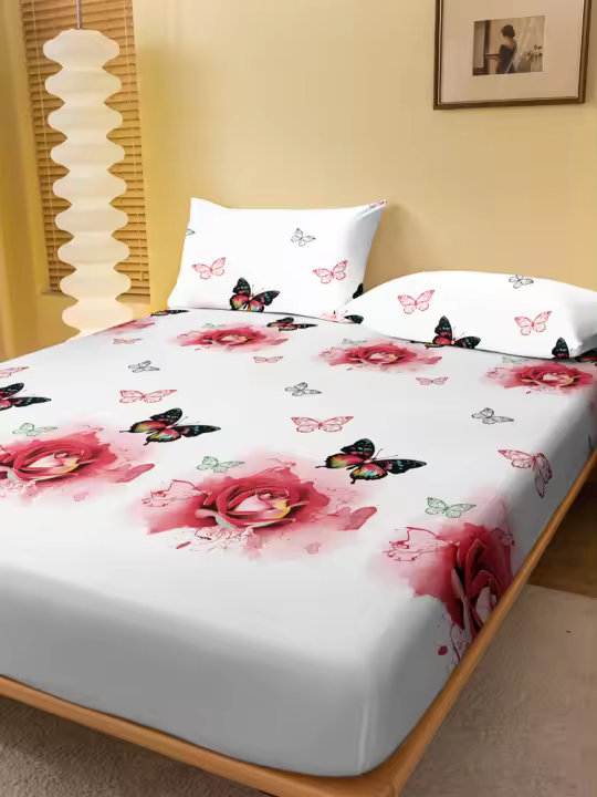 Edredón De Cama Con Estampado De Flores Y Mariposas Para Hombres Y Mujeres Estilo Sencillo Y Moda Para Todas Las Estaciones Material Poliéster 100% - 1