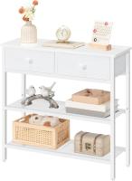 Entryway Table 75cm Long Industrial Style Sofa Table with Two Drawers Non-Textile Fabric Console with 3 Shelves Bedroom Foyer White - details 0