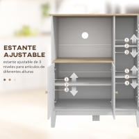 HOMCOM Mueble Auxiliar de Cocina Moderno Mueble para Microondas Aparador de Cocina con Estantes 3 Puertas Compartimiento Abierto y Sistema Anti-vuelco para Comedor 80x35x97 cm Blanco - details 2