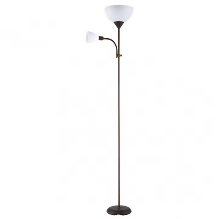 Lámpara de Pie FABRILAMP Rigel 1xe27+1xe14 Lector Marrón 180x34x25,5 Cm - Diseño Elegante - 1
