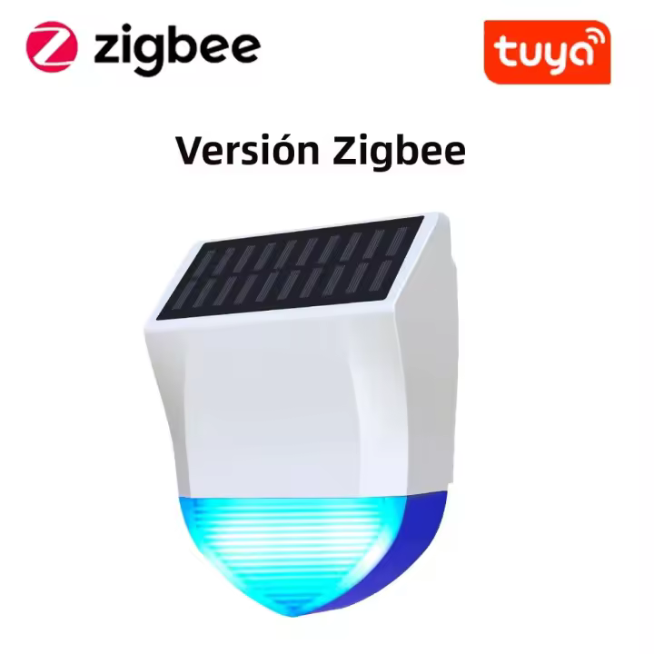 Alarma De Sirena Inteligente Tuya Zigbee/Wifi Impermeable Con Suministro De Energía Solar Y USB Control Remoto 95dB Exterior - 1