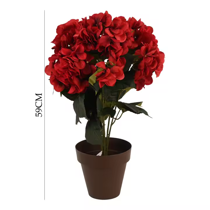 Poenia Arte Floral - Flor Hortensia Artificial Con 7 Cabezas En Maceta 59cm - REF M630809 - Decoración Duradera - 1