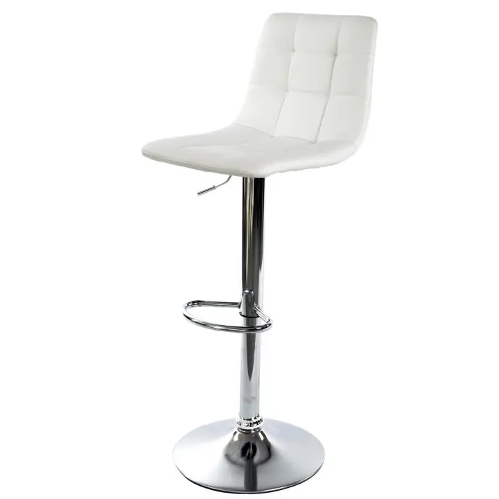Taburete DESEO NEW (M), cromado, similpiel blanca - 1