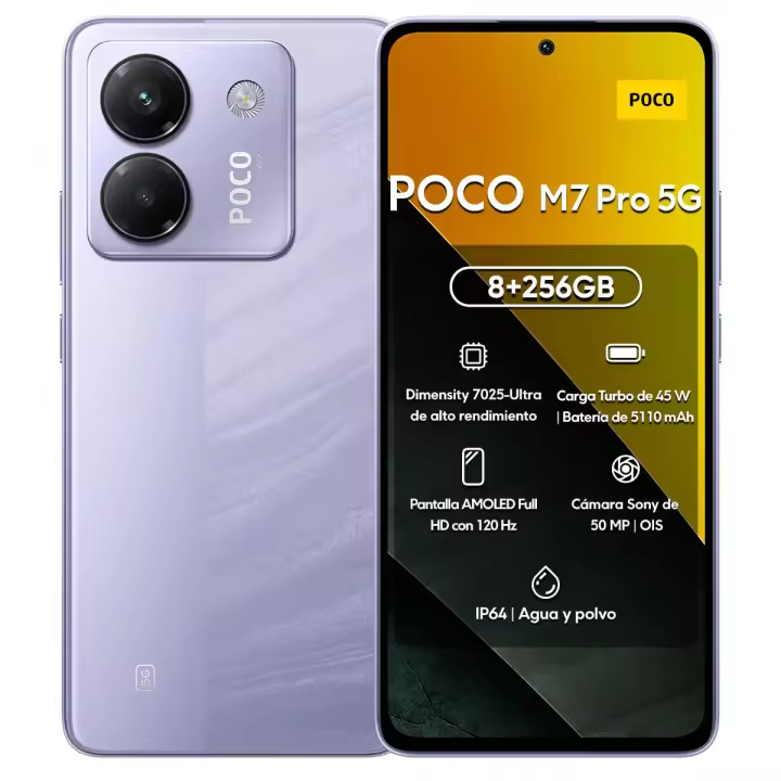 Xiaomi POCO M7 Pro 5G - Smartphone de 8+256GB, Cámara de 50 MP Sony con OIS, Pantalla AMOLED de 6,67" 120 Hz, Carga Turbo de 45W, Cargador  Incluido - 1