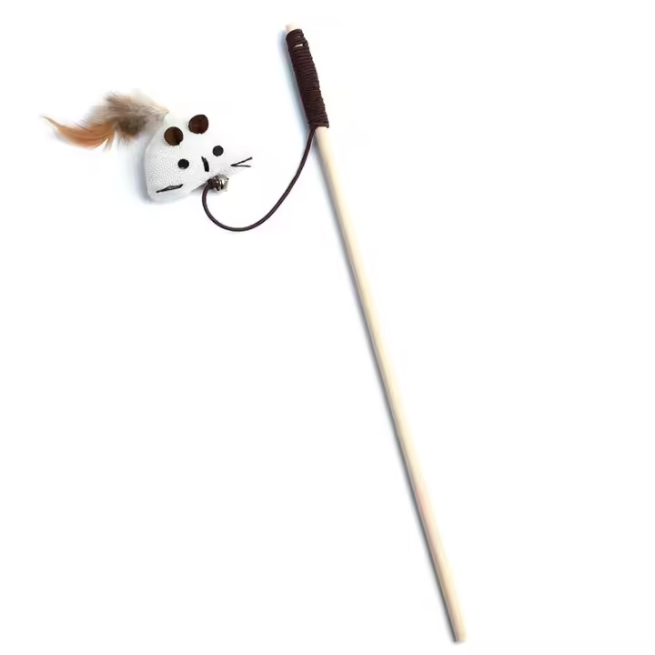 Juguete Interactivo Para Gatos 1PC Varita De Madera Con Plumas Coloridas Divertido Teaser Para Gatos Juguetes Para Mascotas - 1