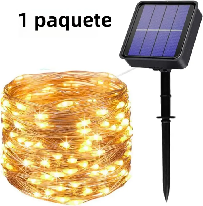 2 Pack Luces Solares De Hadas 300LED Cadena De Luces Solar Al Aire Libre Impermeable 8 Modos Hilo De Cobre Twinkle Luz - 1