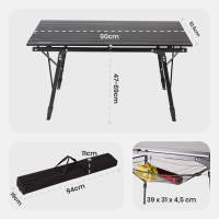 AREBOS Mesa de camping 90 x 51,5 cm mesa rodante aluminio mesa plegable exterior - details 7