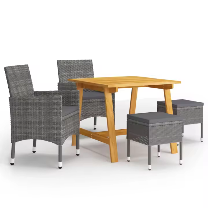 vidaXL Juego de comedor de jardín de 5 piezas gris - 1