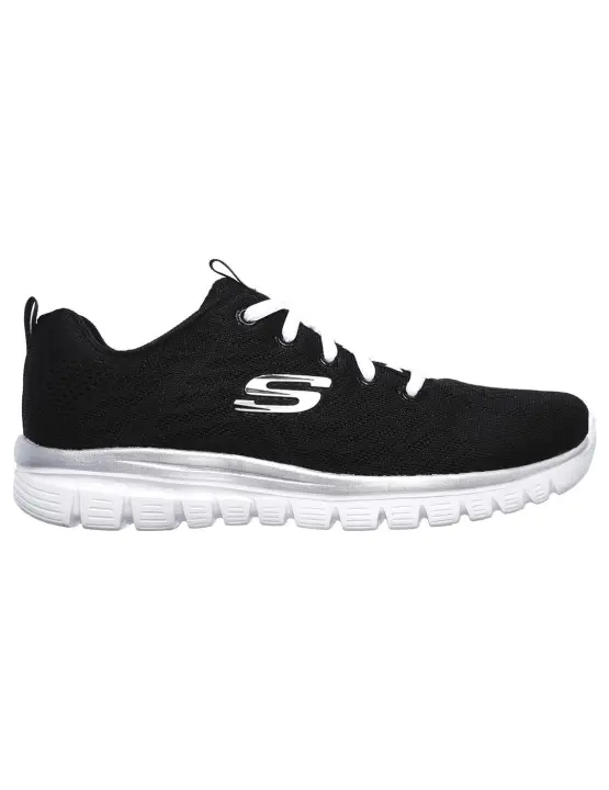 Zapatilla Mujer Skechers Get Connect Negro/Plata - 1