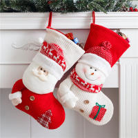 Grande Calcetín De Navidad Rojo Y Blanco Tejido Decoración Para El Hogar Y El Hogar De San Nicolás Porta Regalos Para El Hogar - details 0
