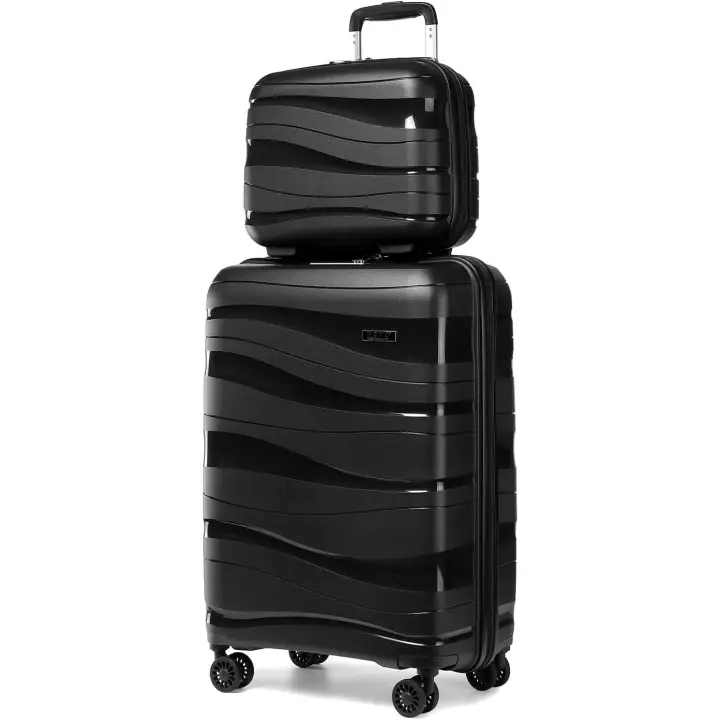 Juego de 2 Maletas, Maletas de Viaje Cabina, Maletas de Mano con Cerradura TSA, Equipaje de Viaje Ligeras, Resistentes(Negro) - 1