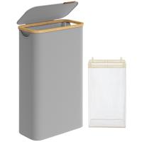 Cesto de Ropa Sucia con Tapa 65L, Plegable, Forro de Malla Extraíble, Tejido Oxford, Asas de Bambú, 42x22.5x70.5 cm - details 8