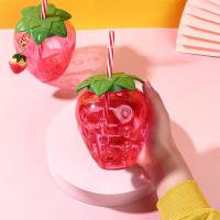 Botella De Agua Con Pajita De Plástico Multicolor Fruta De Dibujos Animados Regalo Sandía Limón Fresa Piña Deporte Y Salud - details 8