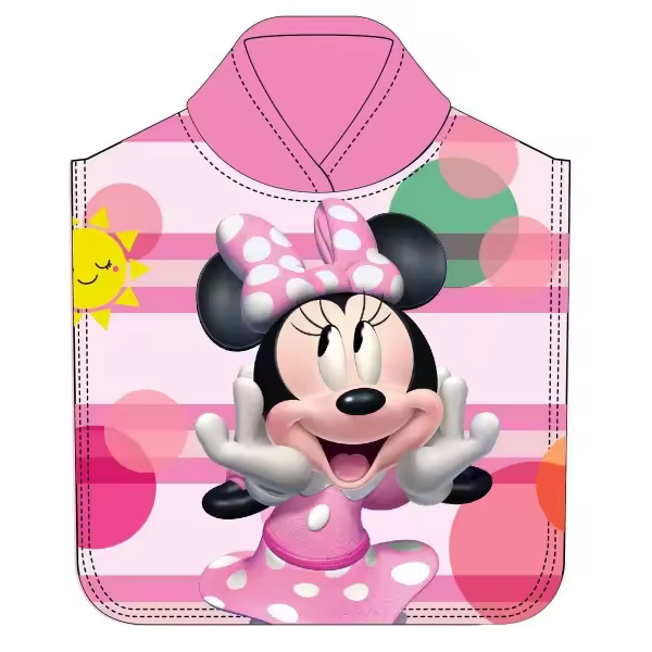 Poncho Toalla de Baño y Playa Minnie Mouse Rosa Microfibra 50x100cm Infantil - Licencia Oficial - Ideal para Piscinas - 1