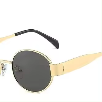 Retro Oval Metal Frame Sunglasses-para Mujeres Hombres Clásico Ronda UV400 Protección Gafas Pequeñas Shades Al Aire Libre - 1