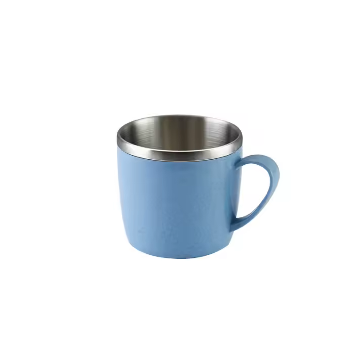 Vaso De Acero Inoxidable Sencillo Y De Color Sólido Con Elemento De Trigo Y Paja Para Niños Vaso Pequeño De Agua Antideslizante Y Anti-herida - 1