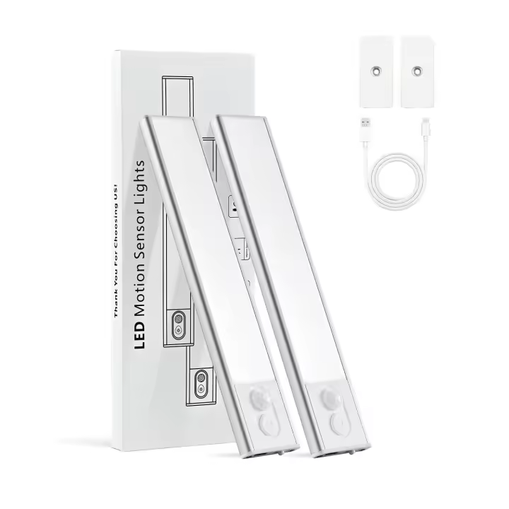 Luz LED Sensor Movimiento Cocina - Armario Luces Pilas Adhesiva Recargable Lampara sin Cables Bajo Mueble Interior Armarios Tira Lamparas Magnetica Pared Barra Light Iluminacion Inalambrica Lights USB - 1