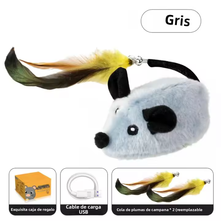 Juguete Interactivo Para Gatos De Peluche Con Sonido Y Luz LED Recargable Por USB Evitación De Obstáculos Para Gatos De Interior - 1