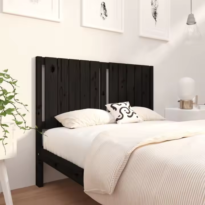 Cabecero de cama madera maciza de pino negro 125,5x4x100 cm - 1