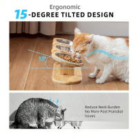 Alfombra De Comida Y Agua Para Gatos Con 3 Cuencos Incluidos Soporte De Madera Elevado Con Inclinación De 15 Grados Para Perros Recién Nacidos Material De Acero Inoxidable - details 2