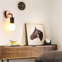 Lámpara De Pared De Madera E27 Soporte Vintage Para Iluminación Interior Decorativa Para Dormitorio Comedor Sala De Estar - details 3