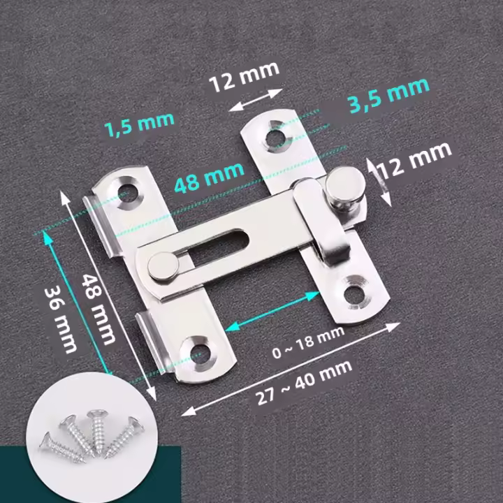 Cerradura De Puerta De Corral En Acero Inoxidable Con Cierre De Palanca 90-180 Grados Cerradura De Hierro Negro Para Puerta Deslizante De BarnIZH - 1