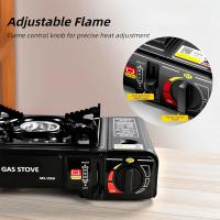 Estufa de camping, estufa de gas portátil con estuche de transporte para cocinar en interiores y exteriores, protección ajustable contra sobrepresión de llama. - details 0