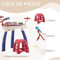 AIYAPLAY Piano Electrónico Infantil de 32 Teclas Juego de Piano 2 en 1 con Batería Micrófono Taburete Luces 19 Canciones 4 Sonidos y Volumen Ajustable 74x32,2x71 cm Multicolor - details 5
