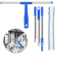 Cepillo De Vidrio 3 En 1 Limpia Ventanas Con Cepillo Y Escobilla De Goma Y Mango De 53 Pulgadas Herramienta Profesional Para Limpieza De Baño Y Hogar - details 0